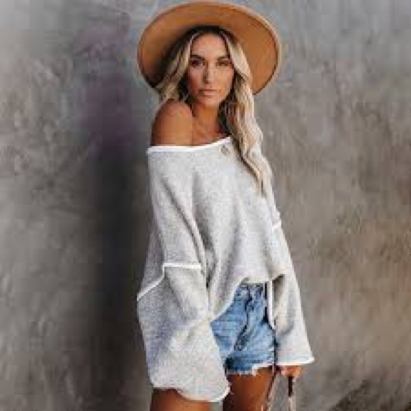 By Together NEW Boxy Oversized T Shirt Hem Top Sweater Sweatshirt Large - Picture 4 of 15